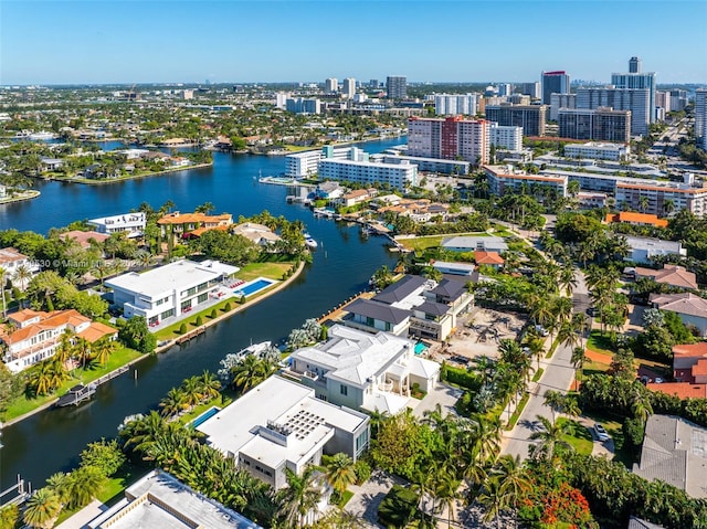 bird's eye view featuring a water view