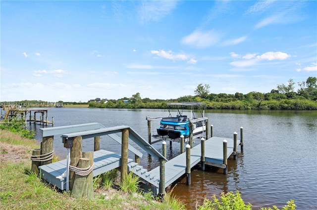 view of dock featuring a water view