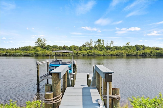 dock area featuring a water view