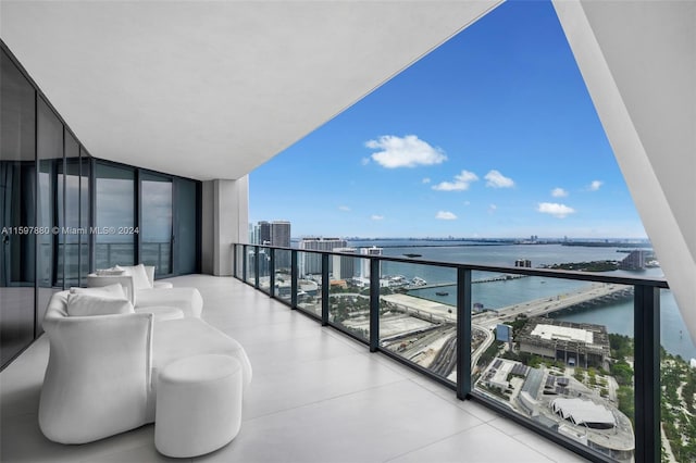 balcony with a water view