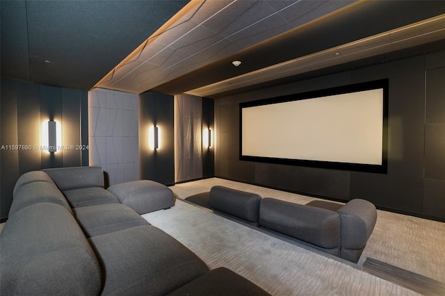 home theater featuring carpet floors