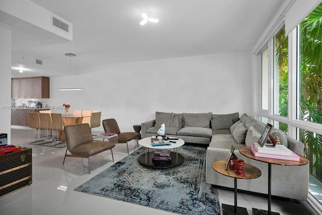 view of tiled living room