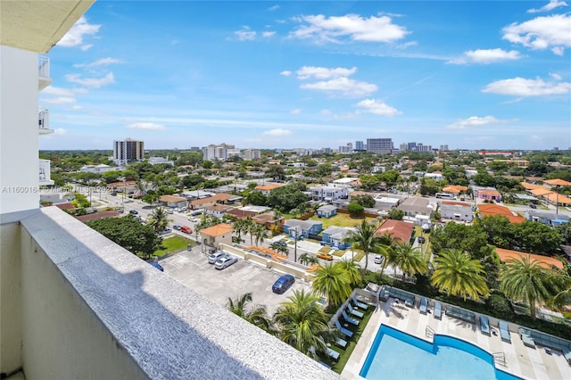 view of urban area with a pool