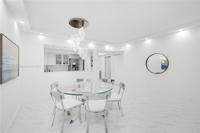 dining room with light tile patterned flooring