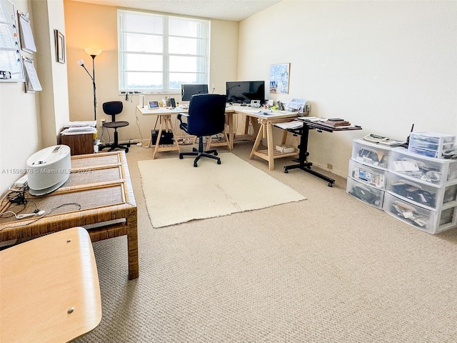 view of carpeted home office