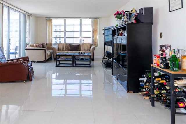 view of tiled living room