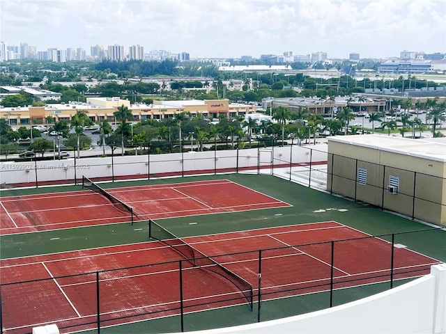 view of tennis court with basketball court