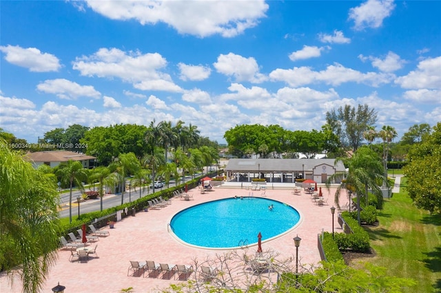 view of pool with a patio area