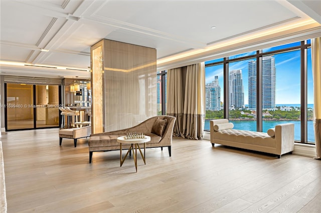 common area featuring a view of city and a water view