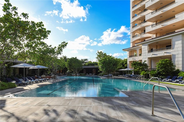 pool featuring a patio area