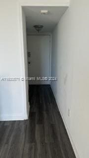 hallway with dark wood-type flooring