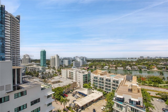 view of city with a water view