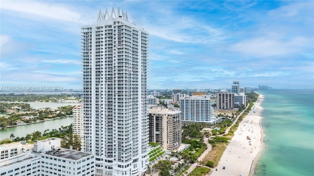 exterior space with a view of the beach and a water view