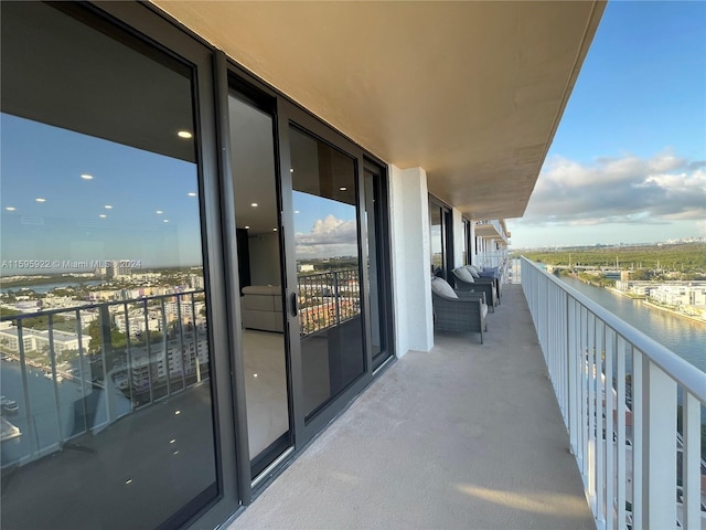 balcony with a water view