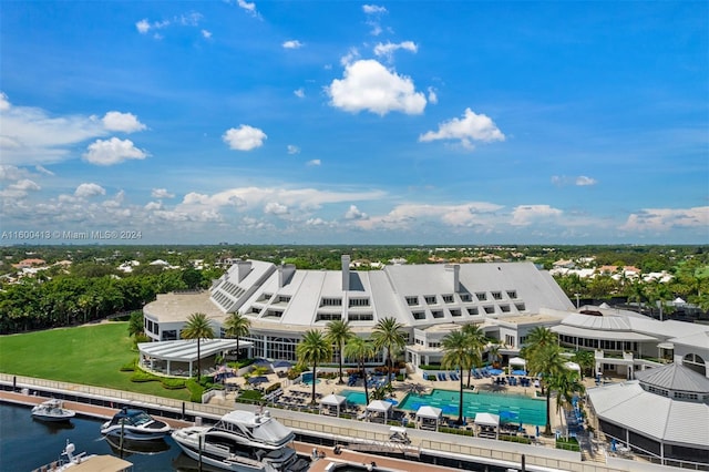 bird's eye view featuring a water view