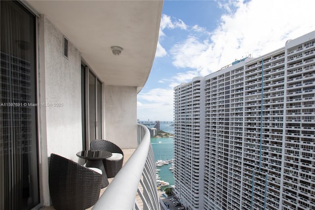 balcony with a water view