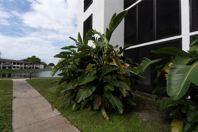 exterior space featuring a water view