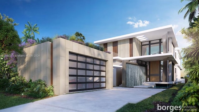 contemporary home featuring a garage