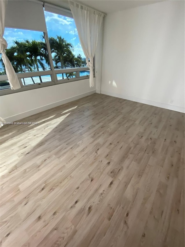 empty room with light wood-type flooring