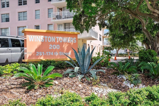 view of community sign