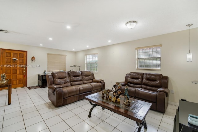 view of tiled living room