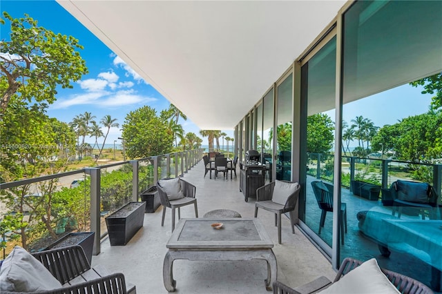 balcony with an outdoor hangout area