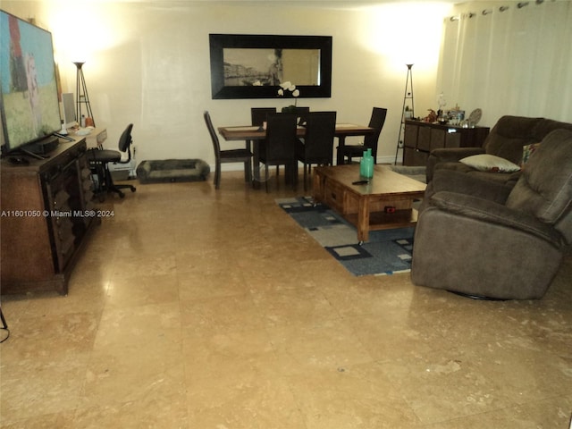 living room featuring tile flooring