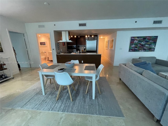 dining area with sink