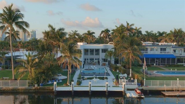 exterior space featuring a boat dock