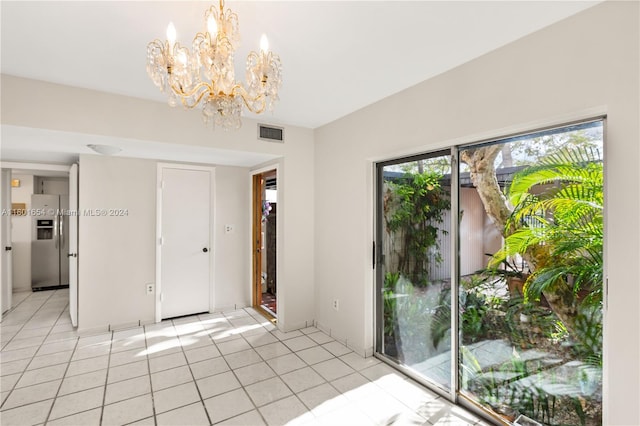 interior space with an inviting chandelier