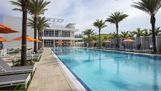 view of pool featuring a patio area