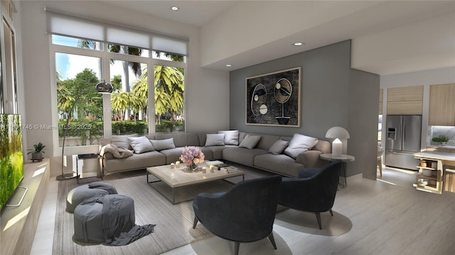 living room with light hardwood / wood-style floors