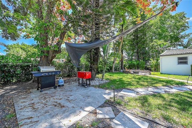view of patio with grilling area