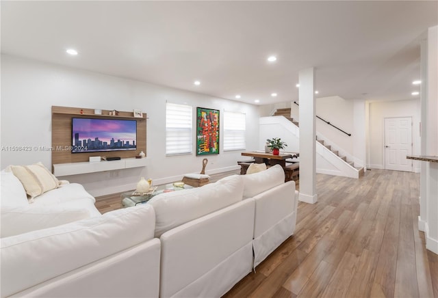 living room featuring light hardwood / wood-style floors