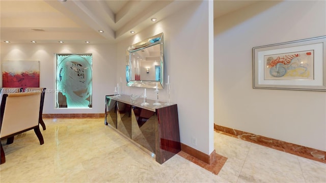 bathroom with tile patterned floors and vanity