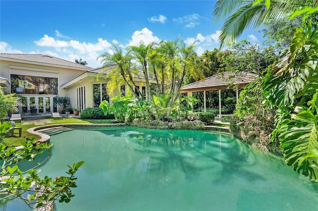 view of pool with a gazebo