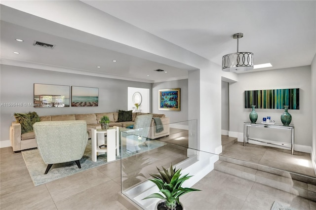 view of tiled living room