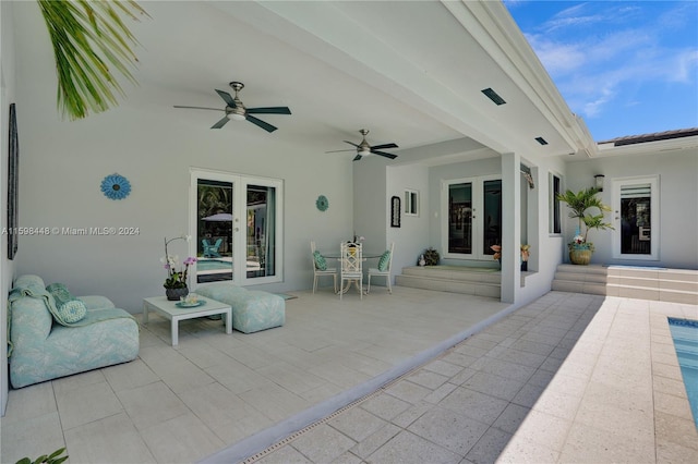 view of patio / terrace featuring french doors