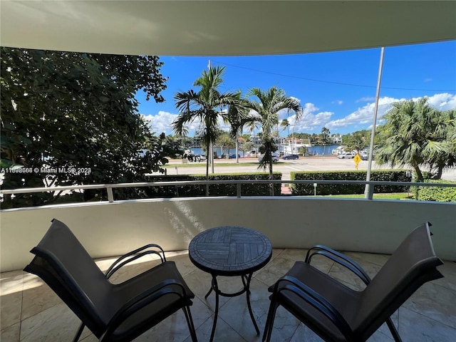 balcony with a water view