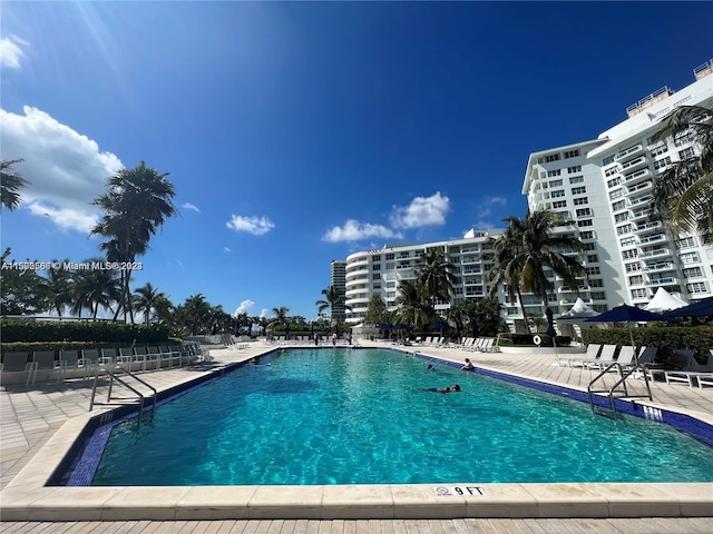 pool featuring a patio area