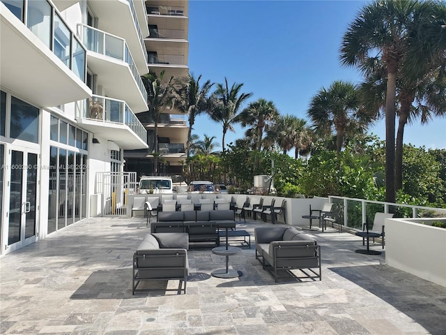 view of patio / terrace featuring a balcony and an outdoor hangout area