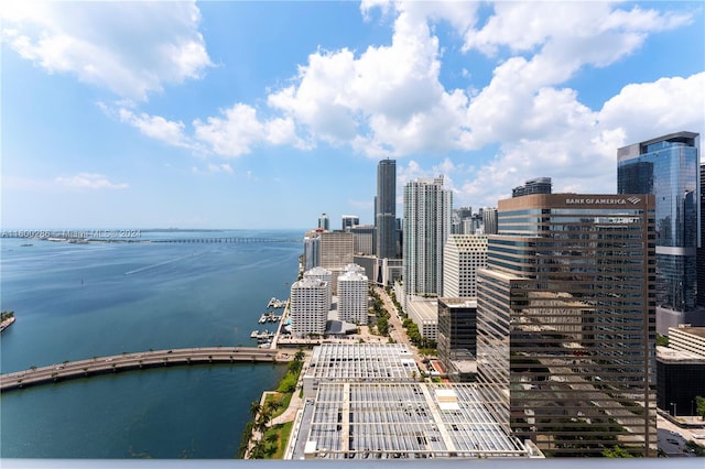 view of city with a water view