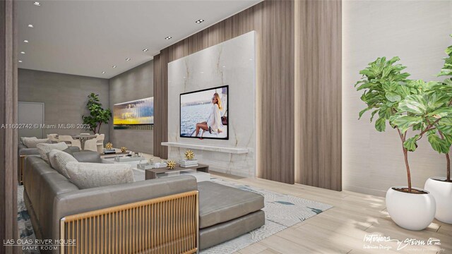 living room featuring light hardwood / wood-style flooring