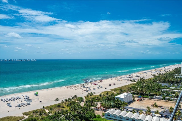 view of water feature with a view of the beach