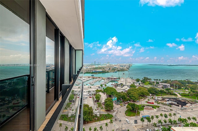 balcony with a water view