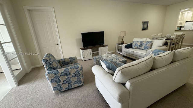 living room with carpet