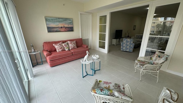 view of tiled living room