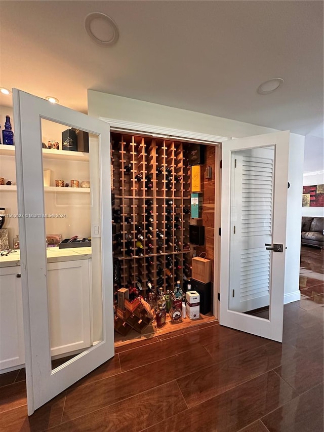 view of wine cellar