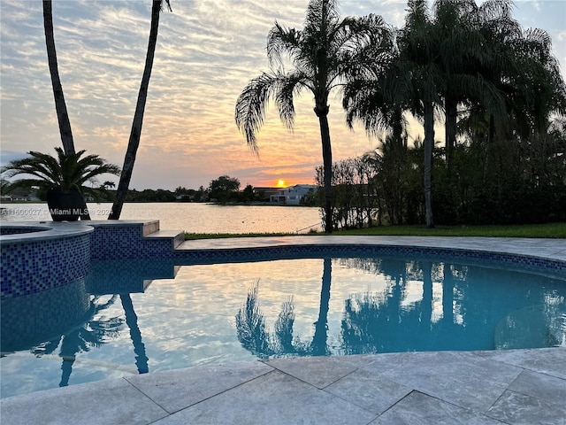 pool at dusk with central AC