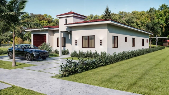 view of front facade featuring a garage and a front yard